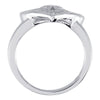 Sterling Silver .07 CTW Diamond Heart & Fleur-De-Lis Design Ring Size 7