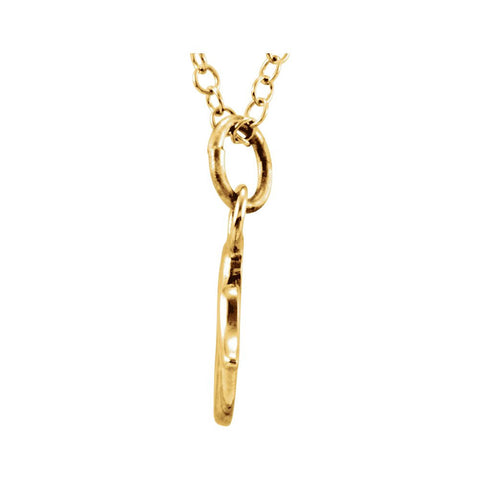 14k Yellow Gold Letter "V" Lowercase Script Initial Necklace