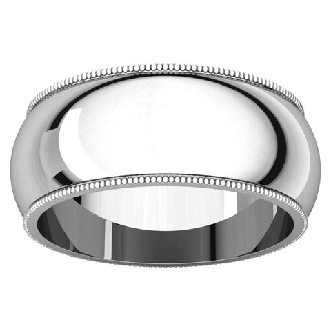 14k White Gold 8mm Milgrain Band, Size 11