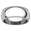 14k White Gold 8mm Milgrain Band, Size 11