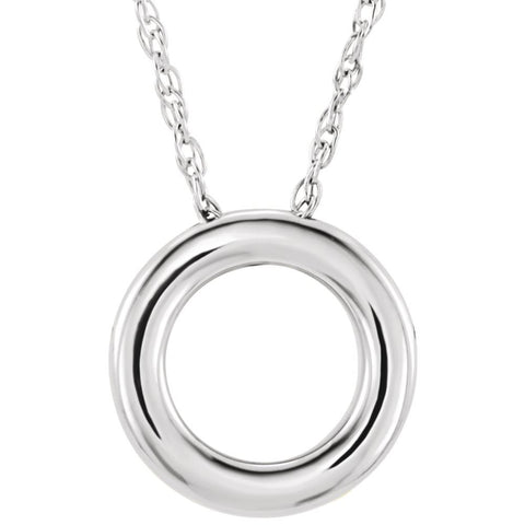 Sterling Silver 13mm Circle 18" Necklace