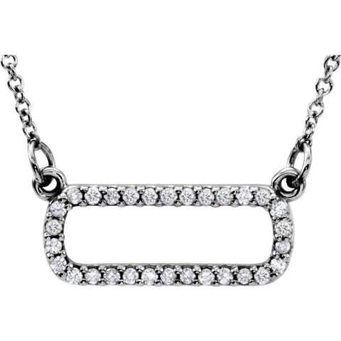 14k White Gold 1/6 CTW Diamond Soft Rectangle 16" Necklace