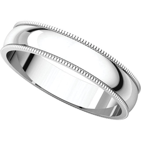 14k White Gold 4mm Light Milgrain Band, Size 11