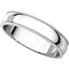 14k White Gold 4mm Light Milgrain Band, Size 5.5