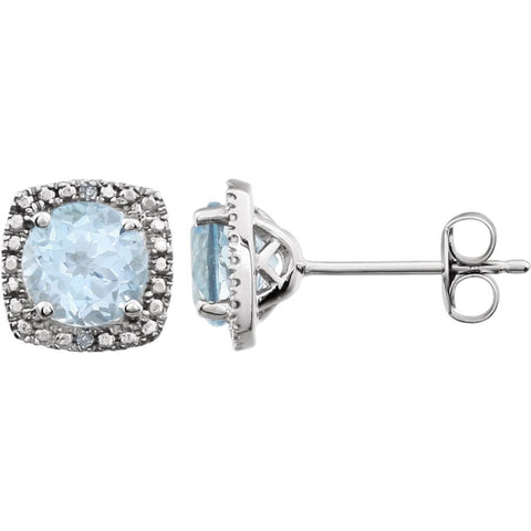 Sterling Silver Sky Blue Topaz & .015 CTW Diamond Earrings