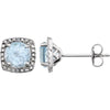 Pair of 0.015 CTTW Halo-Styled Button Earrings in Sterling Silver