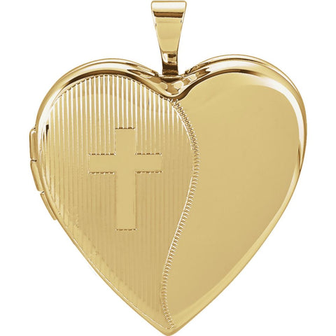 14k Yellow Gold 20.5x19mm Heart Cross Locket