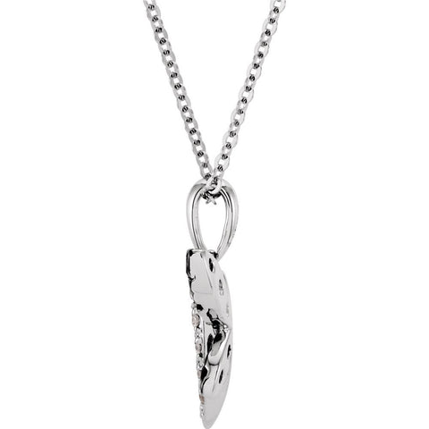 14k White Gold Genuine Blue Sapphire & Diamond Necklace