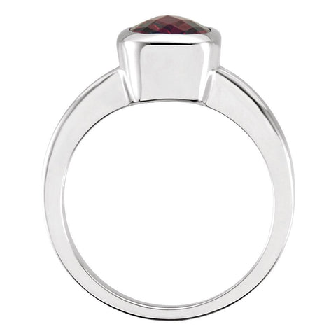 14k White Gold Genuine Mozambique Garnet Ring, Size 7