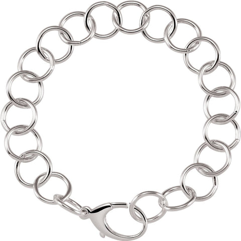 Sterling Silver 12mm Ring Link 8" Chain