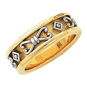 14K Yellow/14K White Etruscan-Inspired Band, Size 5