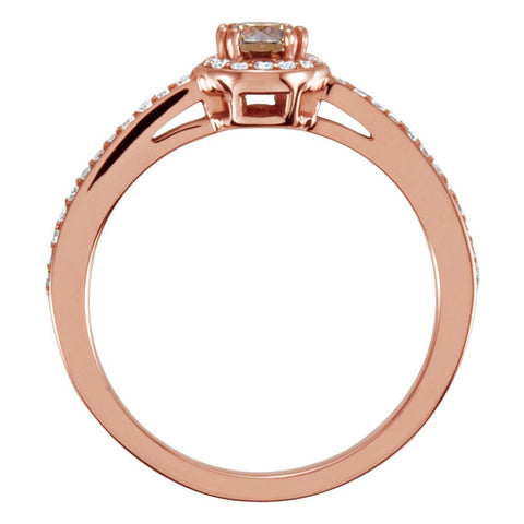 14k Rose Gold 3/8 CTW Diamond Engagement Ring, Size 6.75