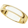 14k Yellow Gold 4mm Light Milgrain Band, Size 10