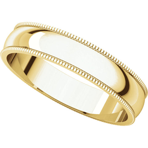 14k Yellow Gold 4mm Light Milgrain Band, Size 6