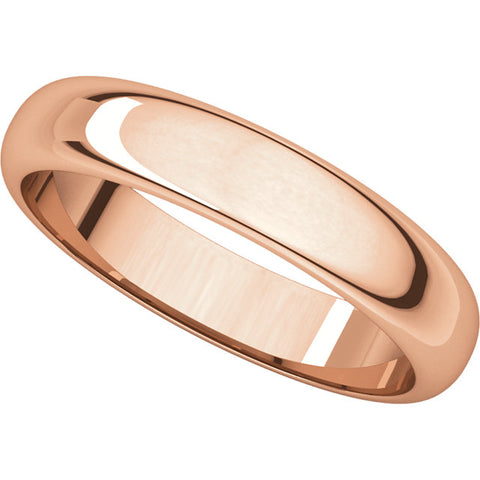14k Rose Gold 4mm Half Round Band, Size 7.5