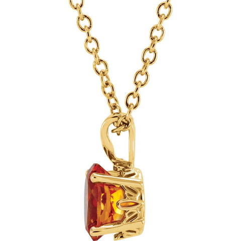 14k Yellow Gold 8x6mm Citrine 18" Necklace