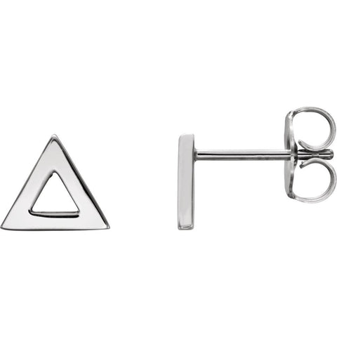 14k White Gold Triangle Earrings
