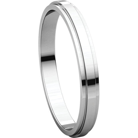 14k White Gold 2.5mm Flat Edge Band, Size 5.5