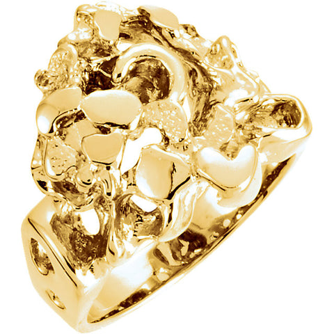14k Yellow Gold Nugget Ring, Size 6