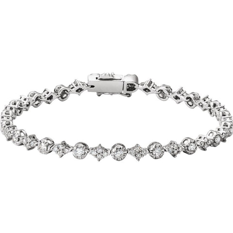 14k White Gold 2 1/2 CTW Diamond 7.5" Bracelet