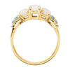 14k Yellow Gold Opal, Swiss Blue Topaz & Diamond Accented 3-Stone Ring, Size 7