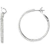 Pair of 2 CTTW Diamond Inside/Outside Hoop Earrings in 14k White Gold