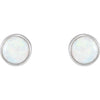 14k White Gold Bezel Set Opal Earrings
