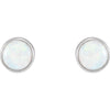 14k White Gold Bezel Set Opal Earrings