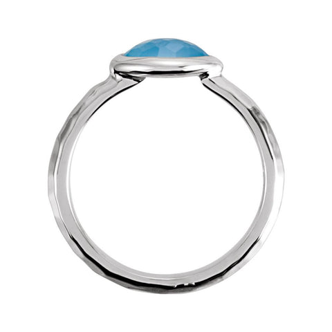 Sterling Silver 7x5x4mm Blue Chalcedony Ring Size 7