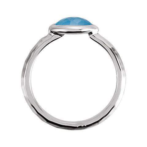 Sterling Silver 7x5x4mm Blue Chalcedony Ring Size 6