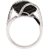 14k White Gold Onyx & 1/5 CTW Diamond Ring Size 7