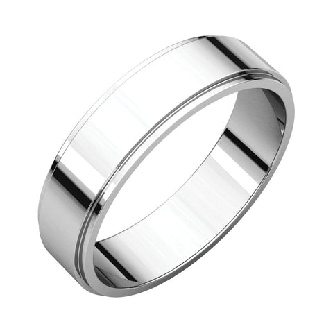 Platinum 5mm Flat Edge Band, Size 8.5