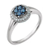 14K White Gold 1/2 CTW Blue & White Diamond Ring (Size 6)