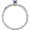 14k White Gold Chatham® Lab-Grown Blue Sapphire "September" Birthstone Ring	, Size 3