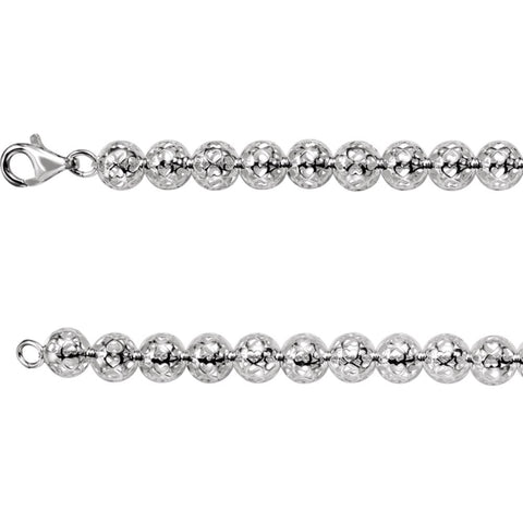 Sterling Silver 8mm Hollow Bead 18" Chain