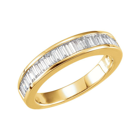 3/4 CTTW Baguette Diamond Anniversary Band in 14k Yellow Gold (Size 6 )