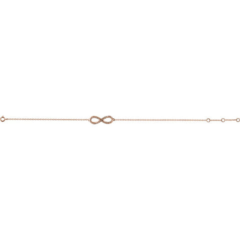 14k Rose Gold 1/6 CTW Diamond Infinity-Inspired 8" Bracelet