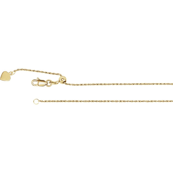 14k Yellow Gold 1mm Adjustable Rope 22" Chain