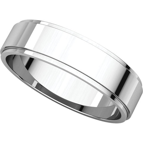 14k White Gold 5mm Flat Edge Band, Size 11
