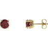 Mozambique Garnet Scroll Design« Round 4-Prong Stud Earrings in 14k Yellow Gold