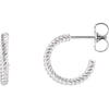 14k White Gold 12mm Rope Design Hoop Earrings