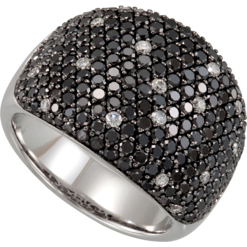 14k White Gold 3 CTW Black & White Diamond Pavé Ring, Size 7