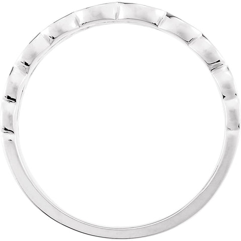 14k White Gold Heart Motif Band, Size 6