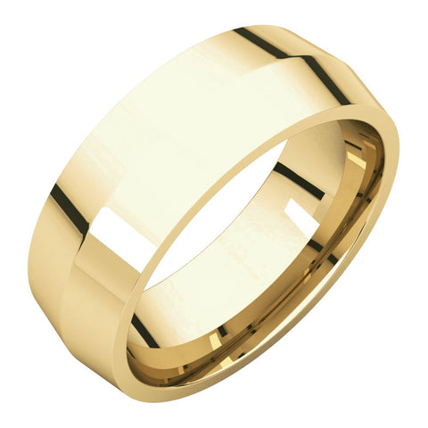 14k Yellow Gold 7mm Knife Edge Comfort Fit Band , Size 8
