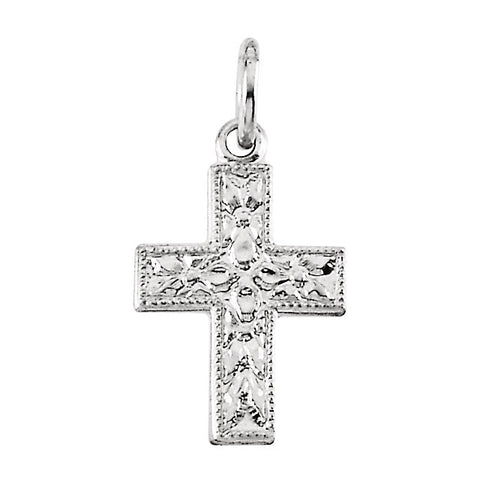 14k White Gold Small Cross Pendant
