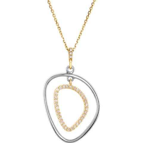 Sterling Silver & 14k Yellow Gold 1/6 CTW Diamond Open Silhouette Necklace 18"