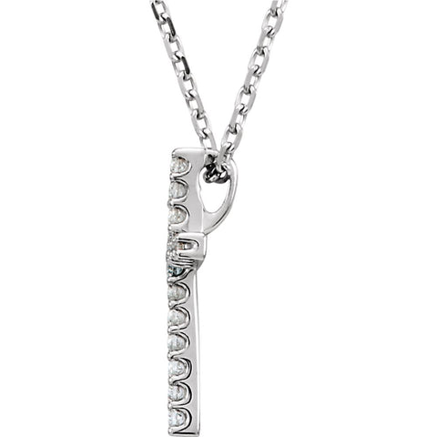 14k White Gold .085 CTW Diamond Cross 16" Necklace