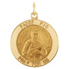18.5 mm Round Padre Pio Pendant Medal in 14K Yellow Gold