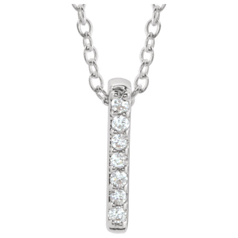 14k White Gold .05 CTW Diamond Bar 16-18" Necklace