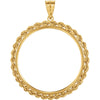 2.5mm Solid Rope Tab Back Frame Pendant For 1 Ounce American Eagle or 1 Ounce South African Rand (Krugerrand) Coin in 14K Yellow Gold